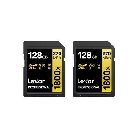 Lexar Professional GOLD Series 128GB SDXC UHS-II Memory Card - Ultra Fast 270MB/s Speed for High-Performance Photography and Vid